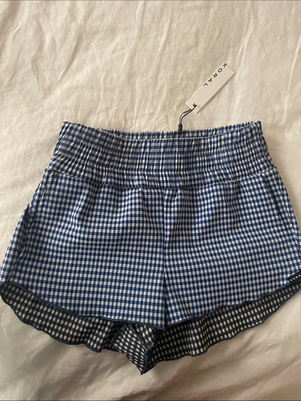 Koral Blue Gingham Athletic Shorts